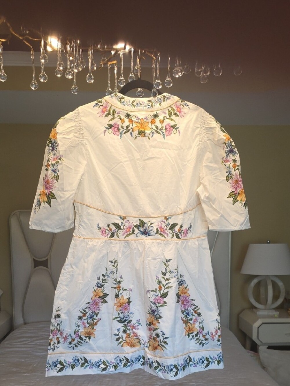 FARM Rio Sweet bloom Dreamscape White Mini Dress with Multicolor Floral Print XL - Picture 10 of 16